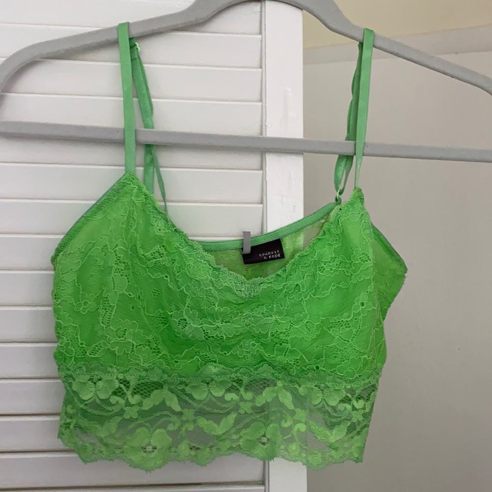 Sparkle and Fade green lace bralette